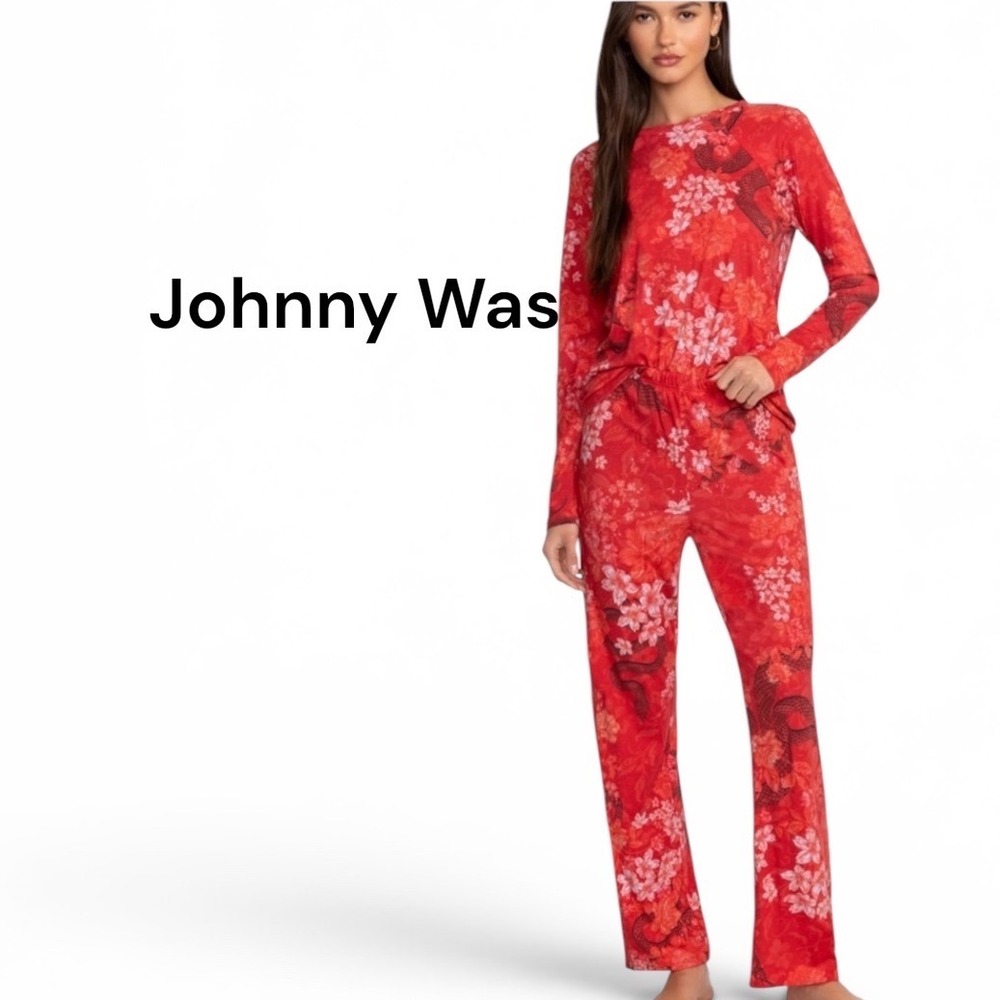 Johnny Was Red Sylvie Raglan Pajama Set MS8925 Small